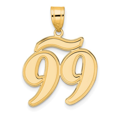 14K Brushed Border Script Number 99 Pendant