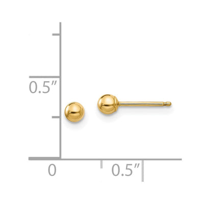 14K Madi K Polished Ball Post Earrings, 3 x 3mm