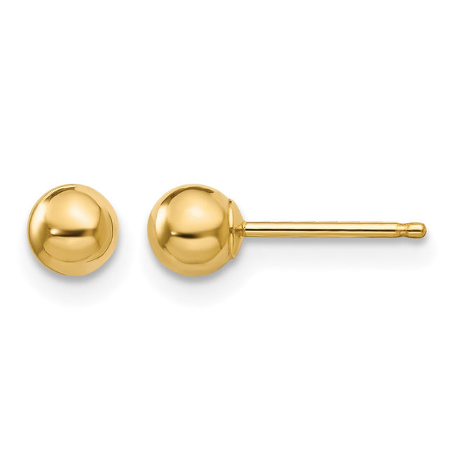 14k Madi K Polished Ball Post Earrings, 4 x 4mm