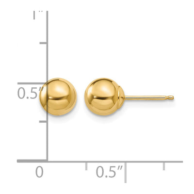 14K Madi K Polished Ball Post Earrings, 6 x 6mm