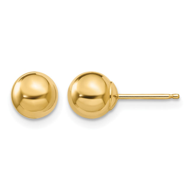 14k Madi K Polished Ball Post Earrings, 6 x 6mm