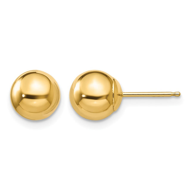 14k Madi K Polished Ball Post Earrings, 7 x 7mm
