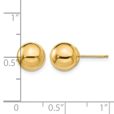 14K Madi K Polished Ball Post Earrings, 8 x 8mm