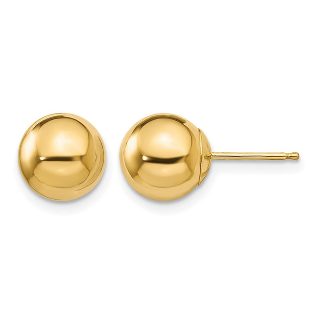 14k Madi K Polished Ball Post Earrings, 8 x 8mm