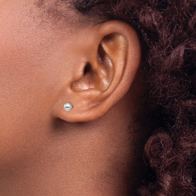 14K White Gold Madi K Polished Ball Post Earrings, 4 x 4mm