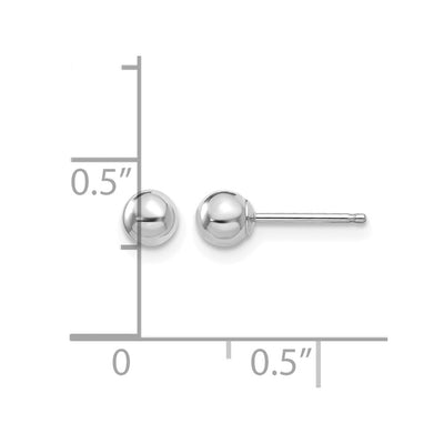 14K White Gold Madi K Polished Ball Post Earrings, 4 x 4mm
