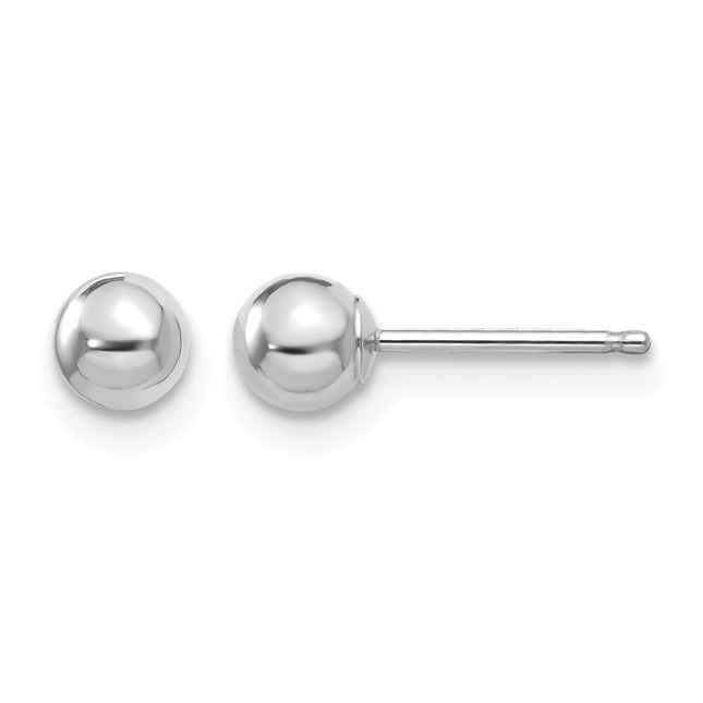 14k White Gold Madi K Polished Ball Post Earrings, 4 x 4mm