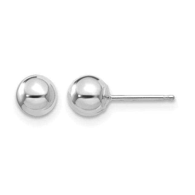 14k White Gold Madi K Polished Ball Post Earrings, 5 x 5mm