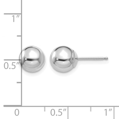 14K White Gold Madi K Polished Ball Post Earrings, 7 x 7mm