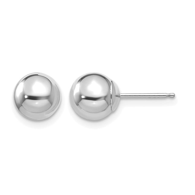 14k White Gold Madi K Polished Ball Post Earrings, 7 x 7mm