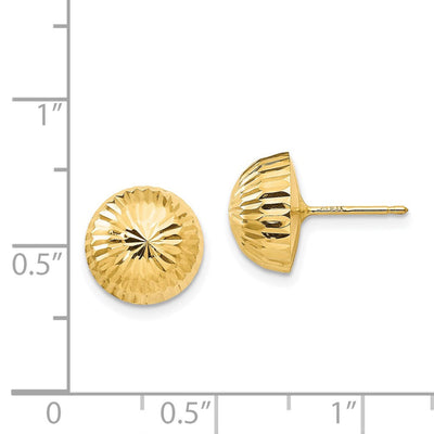 14K Madi K Polished & Diamond-Cut Button Post Earrings, 10 x 10mm