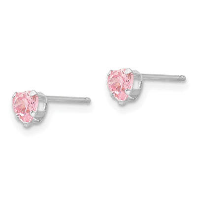14K White Gold Madi K Pink CZ Heart Earrings