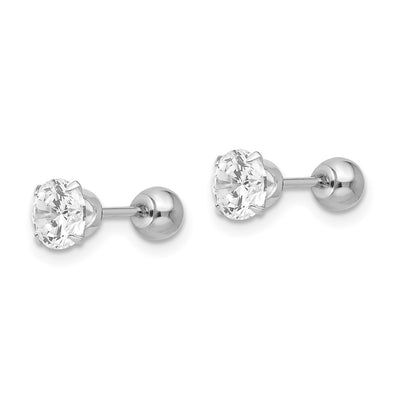 14K Madi K White Gold CZ and Ball Reversible Screwback Earrings