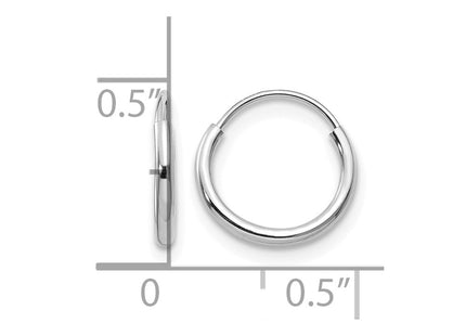 14K white gold hoop earrings, further view