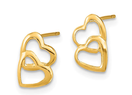 14K gold heart earrings, alternate view