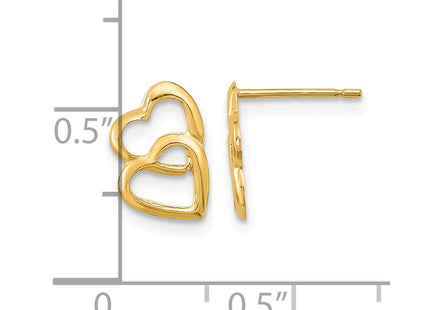 14K gold heart earrings, another view