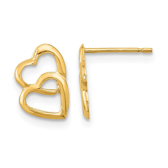 14k Madi K Hearts Post Earrings, 10 x 8mm