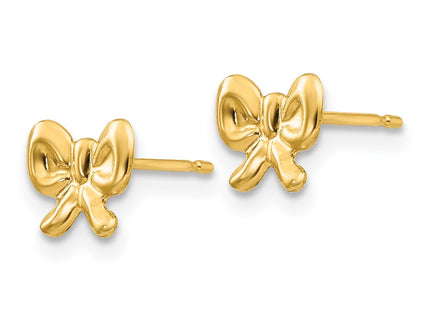14K gold bow earrings, alternate view