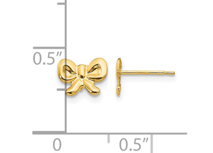 14K gold bow earrings, further view