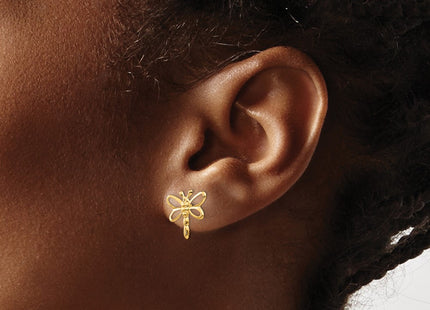 14K gold dragonfly earrings, another view
