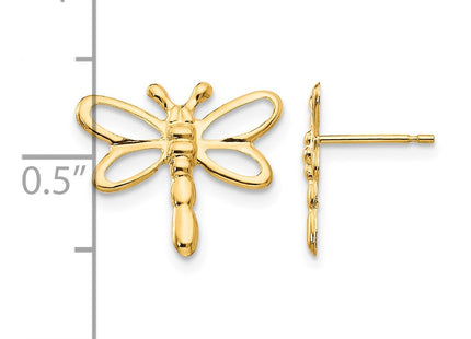 14K gold dragonfly earrings, further view