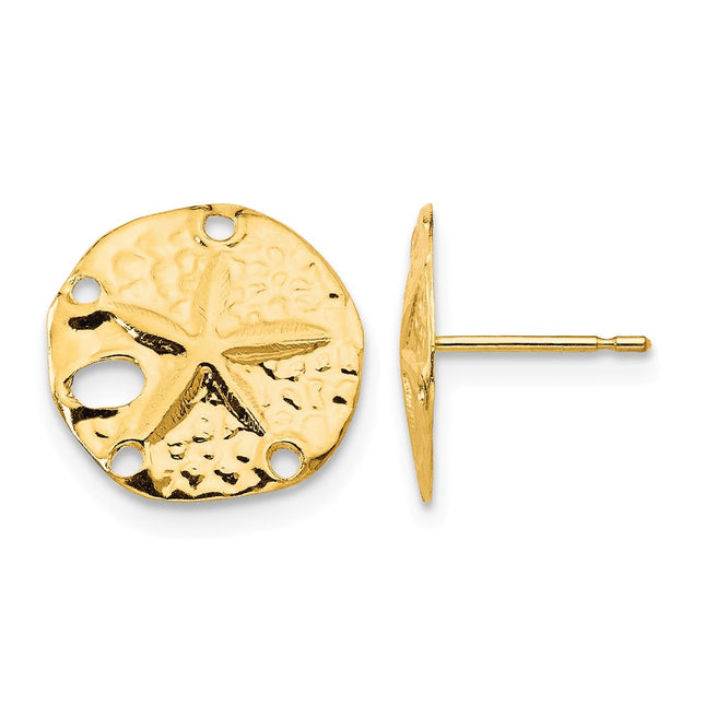 14k Madi K Sand Dollar Post Earrings, 12 x 10mm