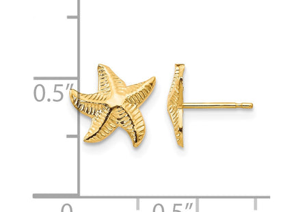 14K gold starfish earrings, further view