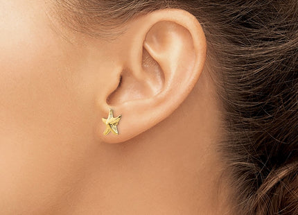 14K gold starfish earrings, another view