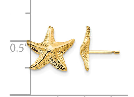 14K gold starfish earrings, further view