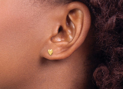 14K gold heart earrings, further view