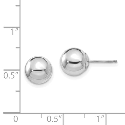 14K White Gold Madi K Polished Ball Post Earrings, 8 x 8mm