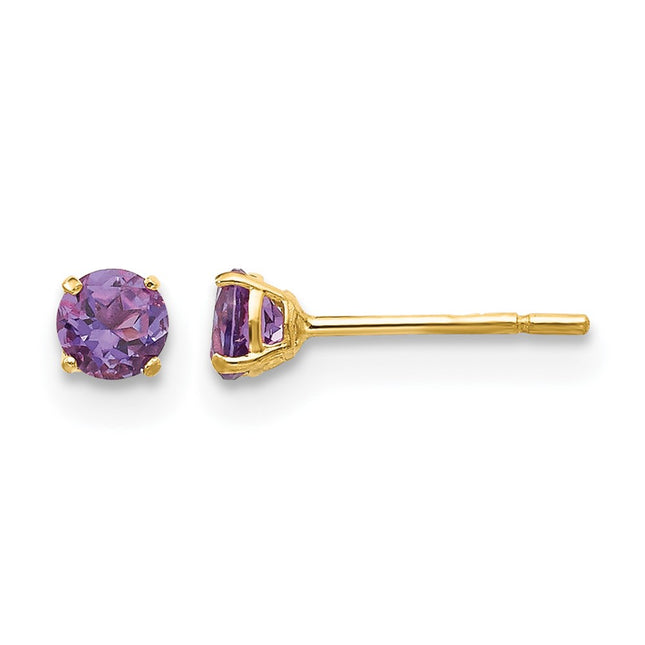 14k Madi K Round Amethyst Post Earrings, 3 x 3mm