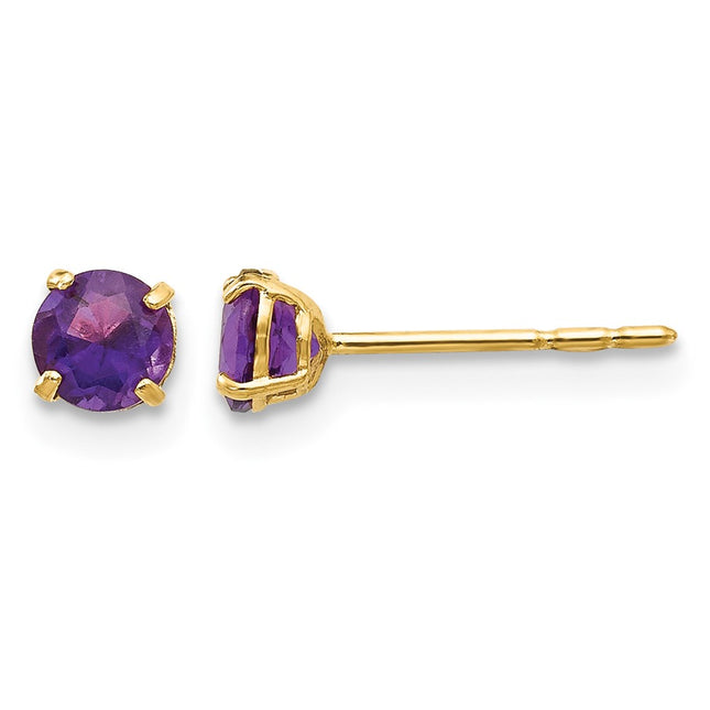 14k Madi K Round Amethyst Post Earrings, 4 x 4mm