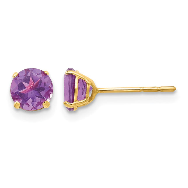 14k Madi K Round Amethyst Post Earrings, 5 x 5mm