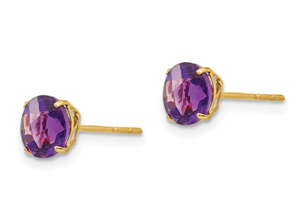 14k Madi K Round Amethyst Post Earrings (Style SE2279)
