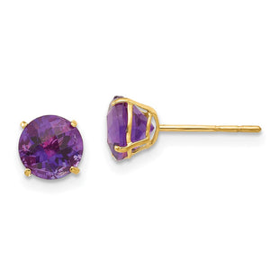 14k Madi K Round Amethyst Post Earrings (Style SE2279)