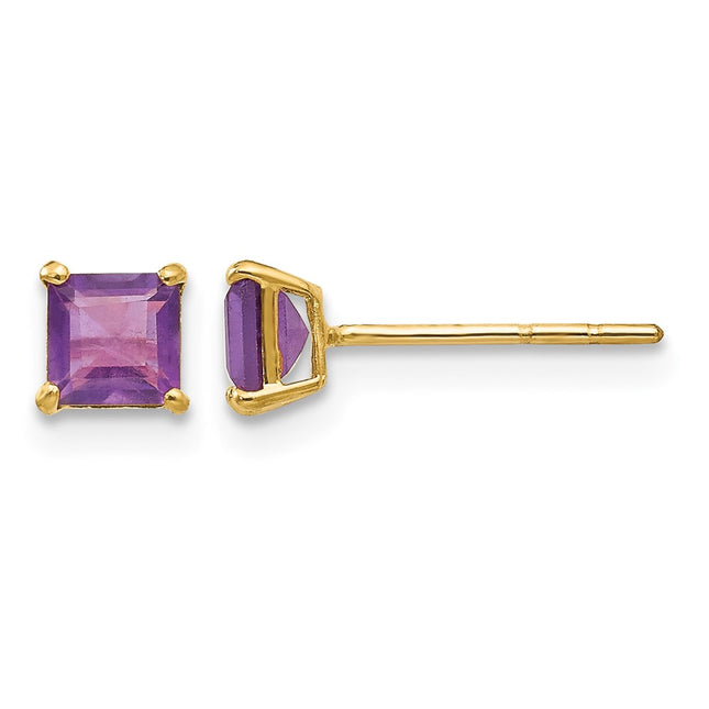 14k Madi K Amethyst Square Post Earrings, 4 x 4mm