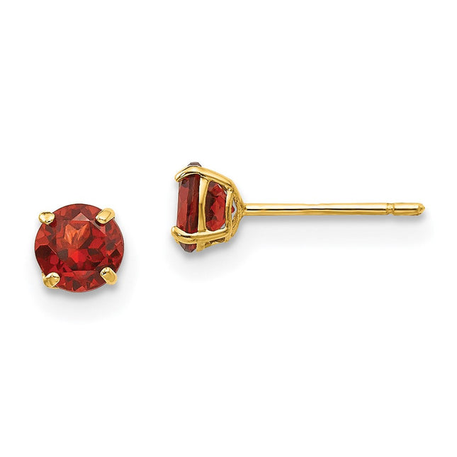 14k Madi K Round Garnet Post Earrings, 4 x 4mm