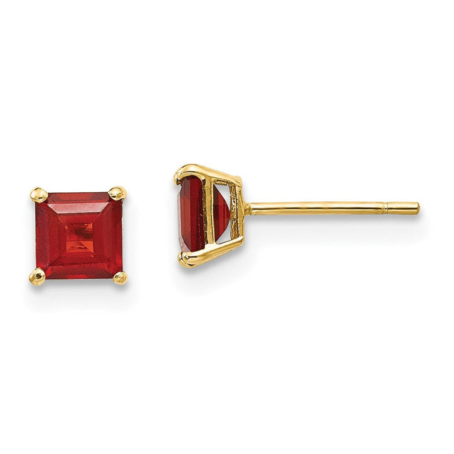 14k Madi K Garnet Square Post Earrings, 4 x 4mm