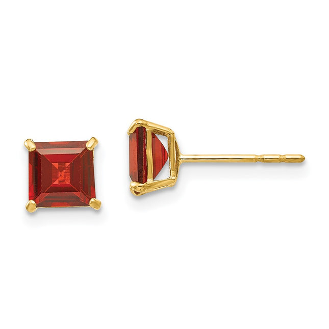 14k Madi K Garnet Square Post Earrings, 5 x 5mm