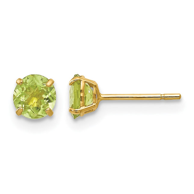 14k Madi K Round Peridot Post Earrings, 4 x 4mm