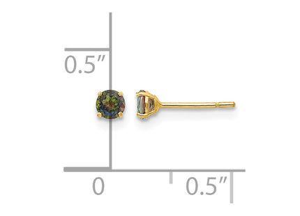 14K gold mystic topaz earrings, further view