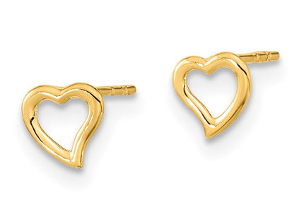 14K gold heart earrings, alternate view