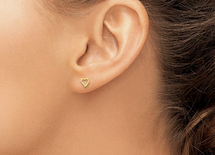 14K gold heart earrings, further view