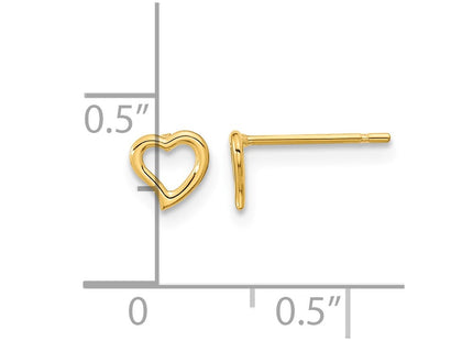 14K gold heart earrings, another view