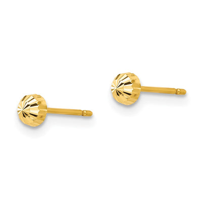 14K Madi K Diamond Cut Half-Ball Post Earrings, 3 x 3mm