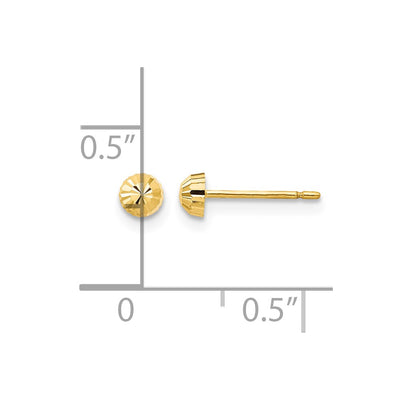 14K Madi K Diamond Cut Half-Ball Post Earrings, 3 x 3mm