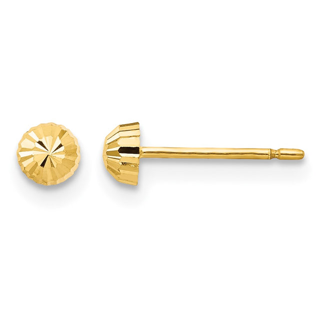 14k Madi K Diamond Cut Half-Ball Post Earrings, 3 x 3mm