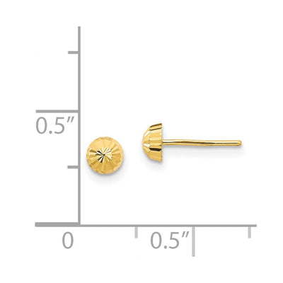 14K Madi K Diamond Cut Half-Ball Post Earrings, 4 x 4mm