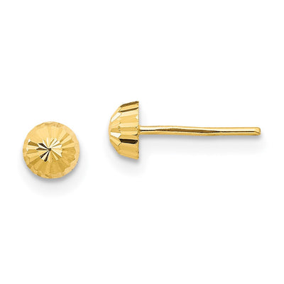 14K Madi K Diamond Cut Half-Ball Post Earrings, 4 x 4mm